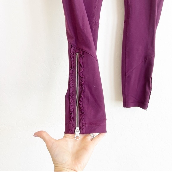 Lululemon Women’s Wunder Under Leggings Ruffled Up Side Zipper Ruffles Plum 6 - Picture 5 of 7